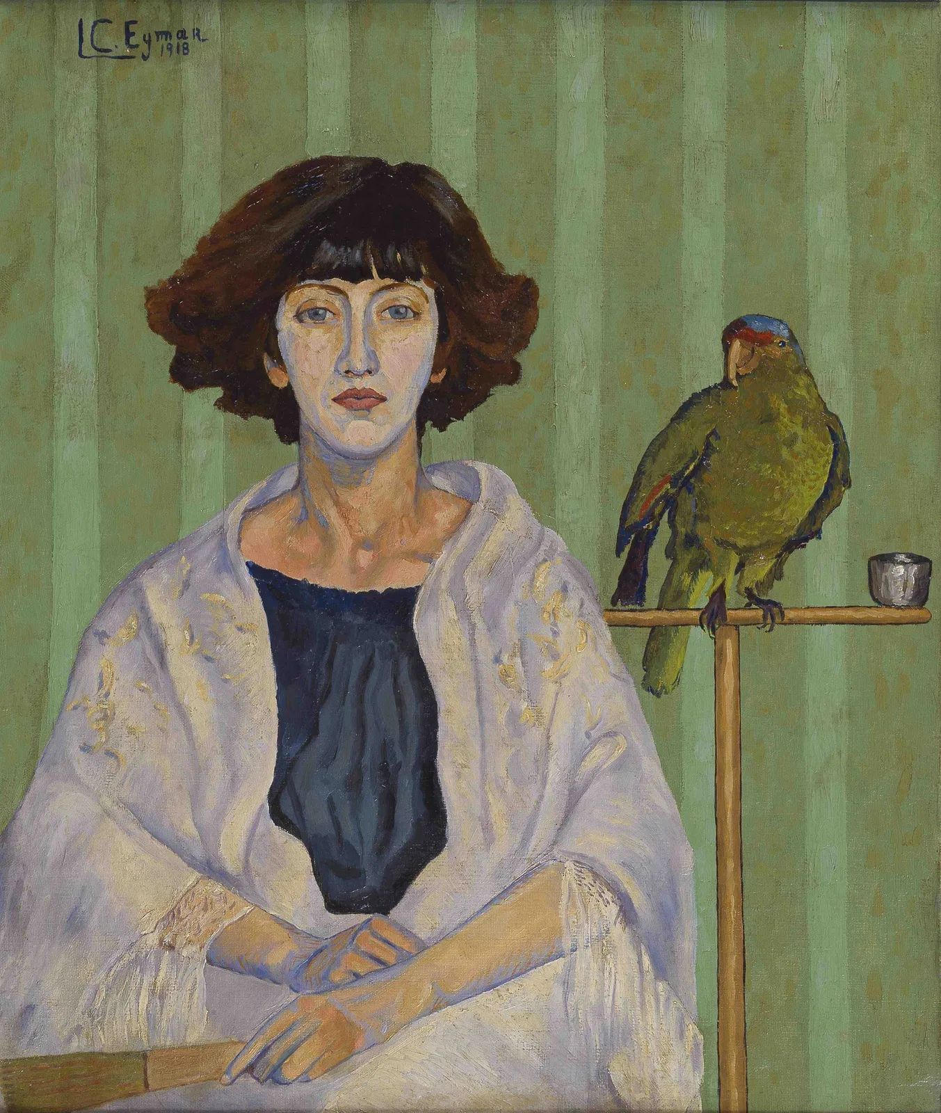 Louis Charles EYMAR, Woman with parrot, 1918