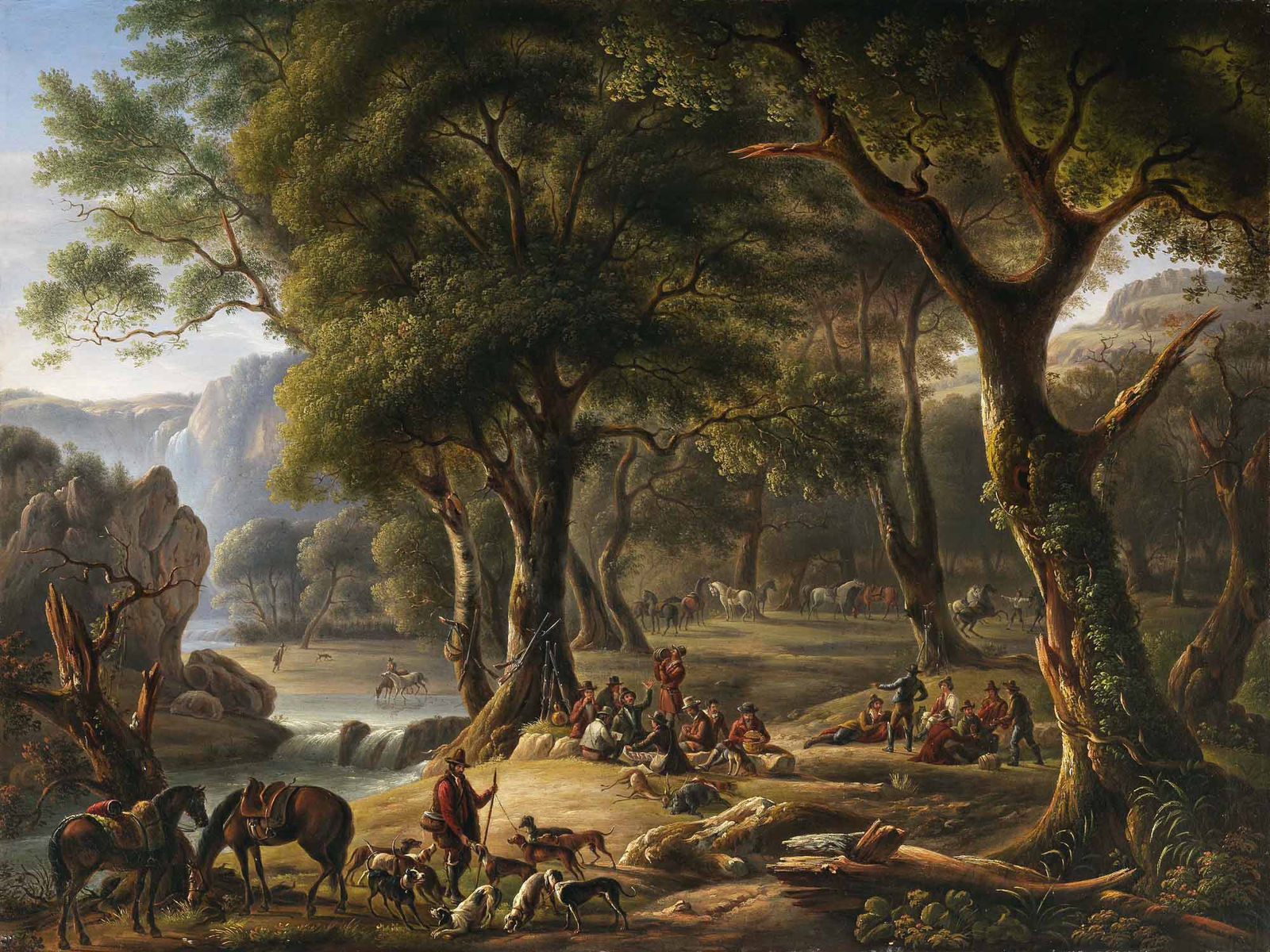 Michelangelo PACETTI, Hunting scene, huntsmen's rest, 1842