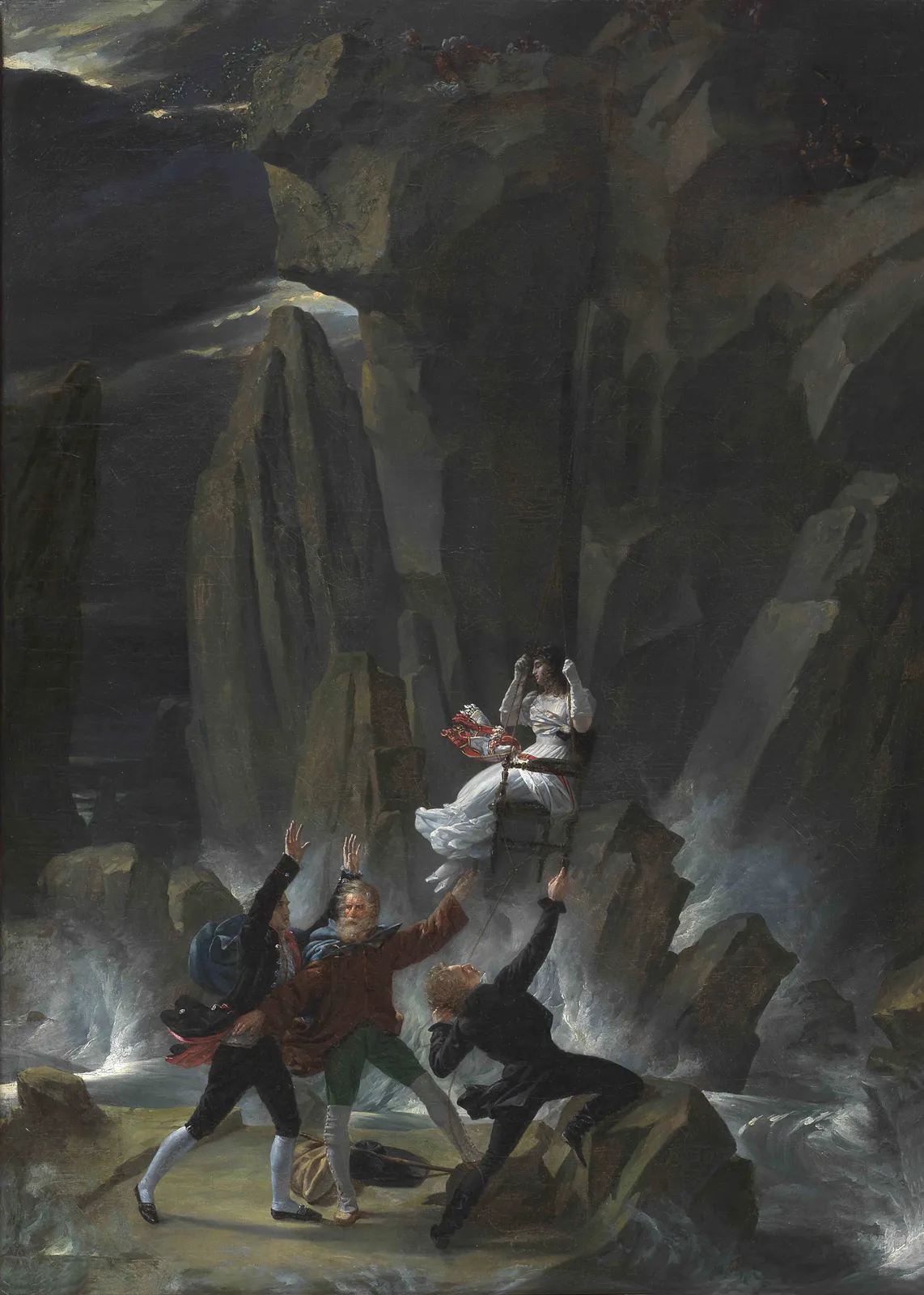 Victor DELACROIX , Sir Arthur and Miss Wardour Surprised by the Rising Tide, 1832