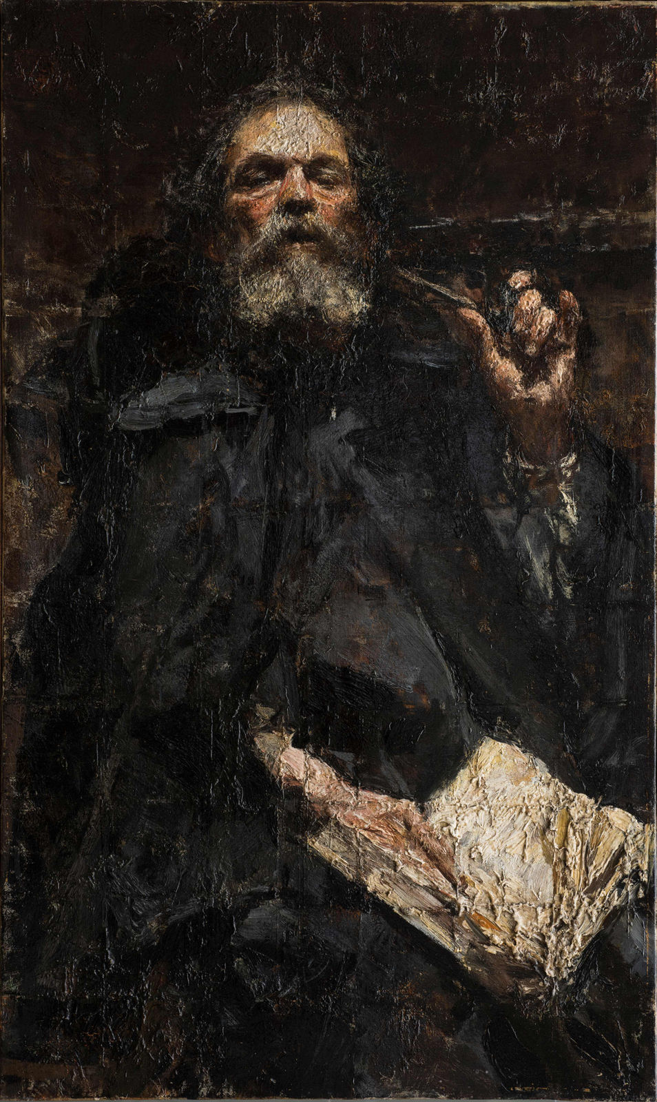 ANTONIO MANCINI, An old man with a pipe, c. 1895