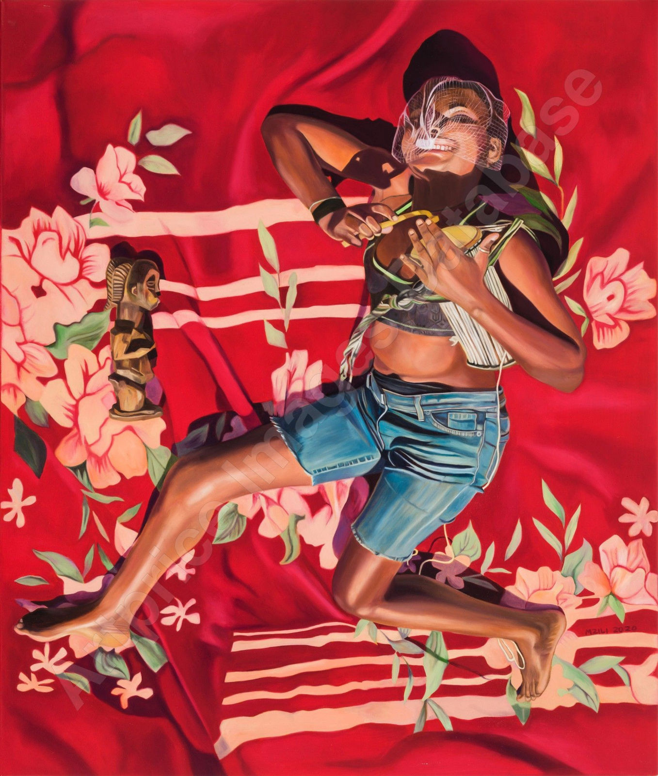 Henry Mzili Mujunga, Red Blanket and Divine, 2020