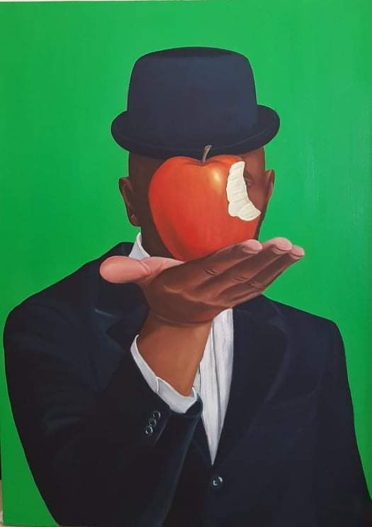 Luzamba Musiri Zemba, Apple bite (after René M), 2021