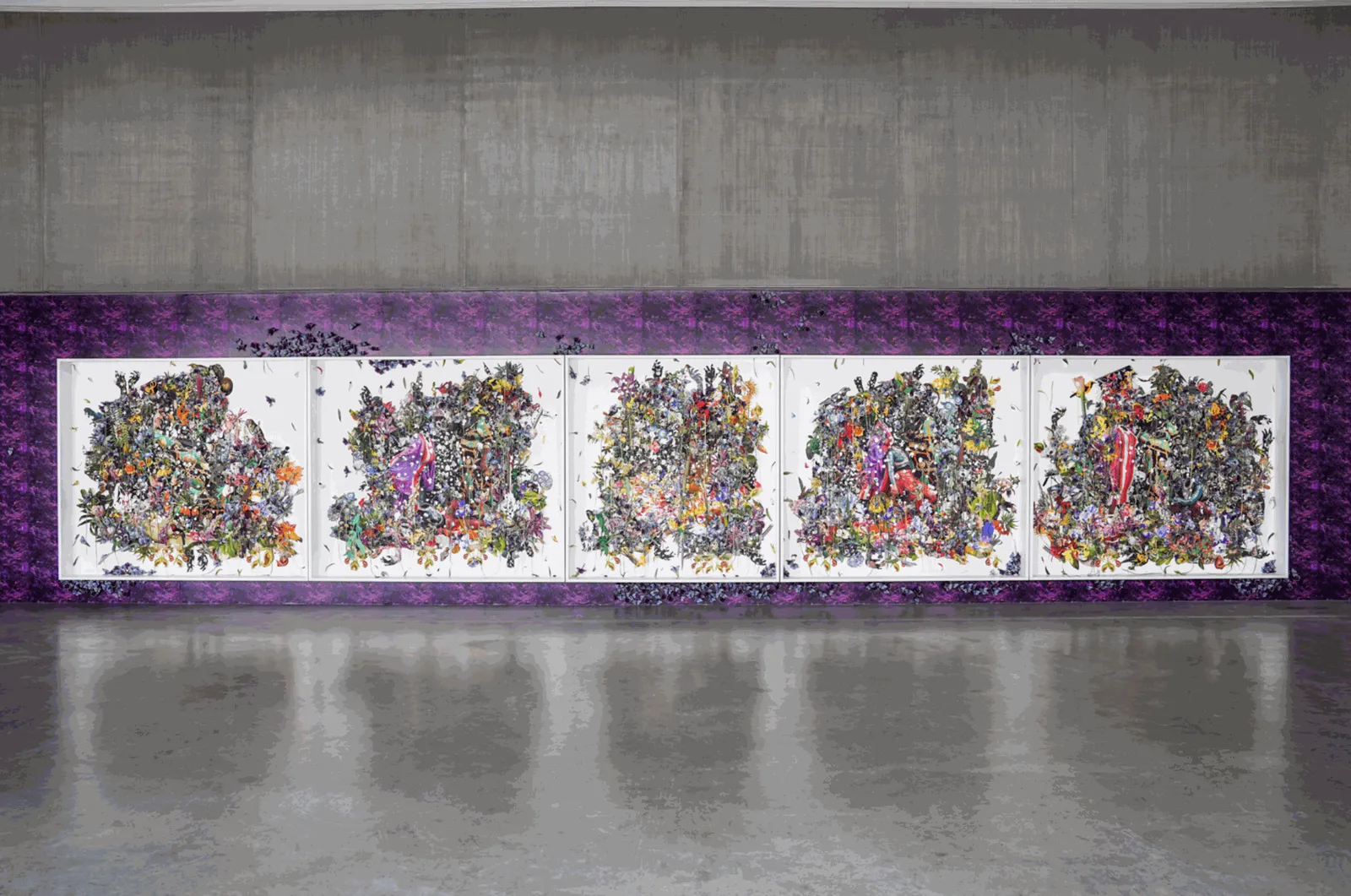 Ebony G. Patterson, …when the cuts erupt...the garden rings...and the warning is a wailing..., installation view, Contemporary Art Museum St. Louis