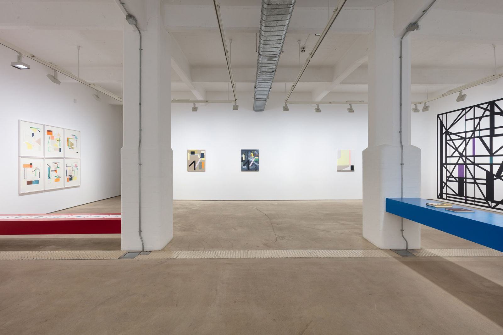 Installation view of Andrew Bick, Concrete-Disco-Systems, at Hales London 2019