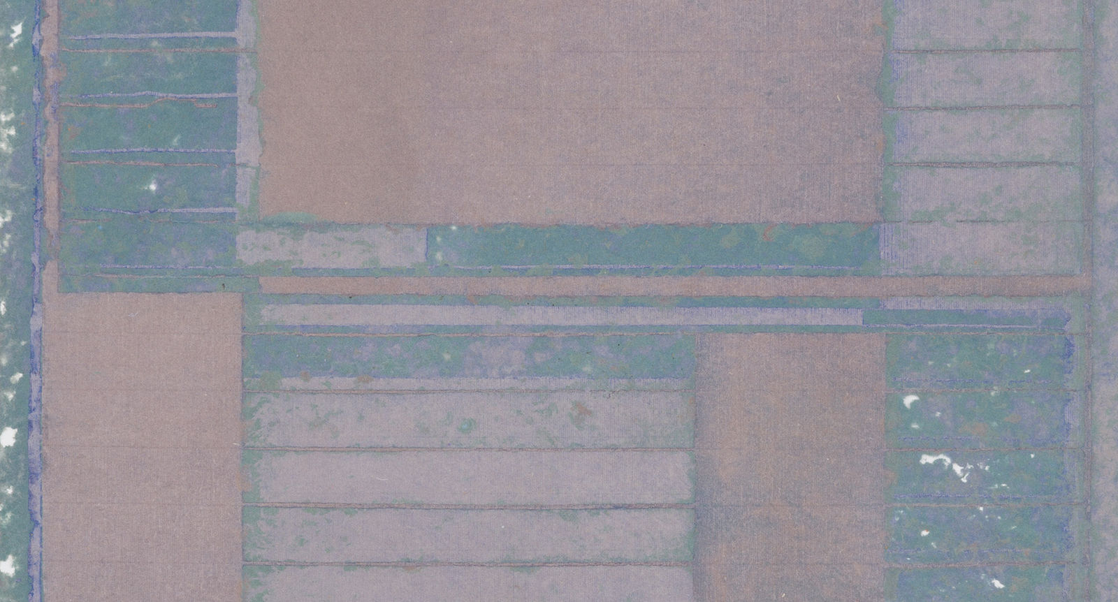 Detail of Virginia Jaramillo, Foundations 434, 1982, Linen Fibre and Earth Pigments, 88.9 x 63.5 cm, 35 x 25 in