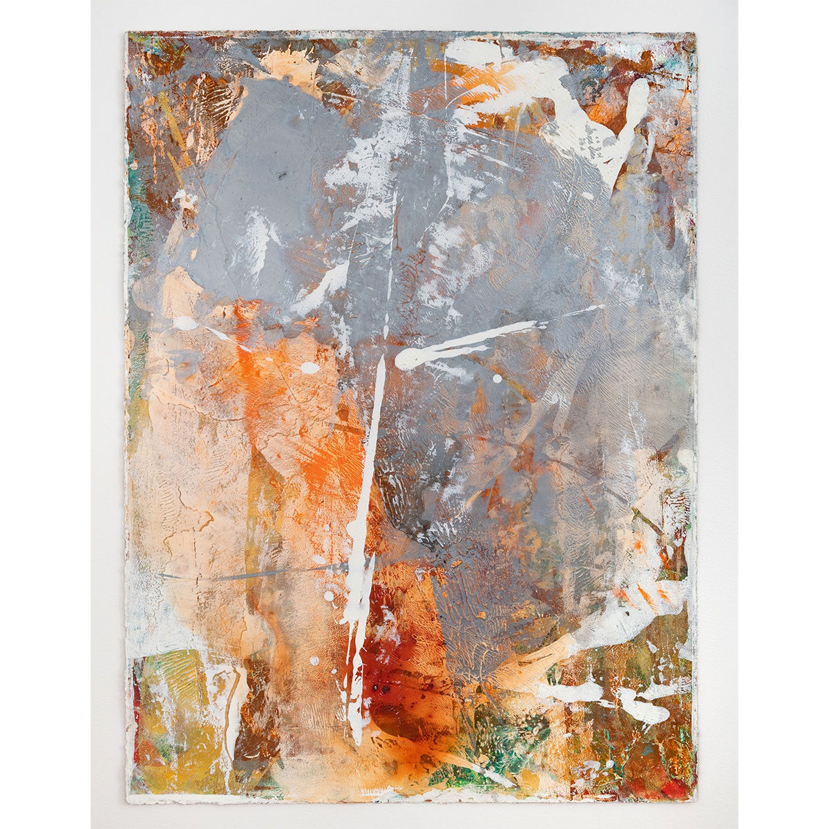 Andrew Schwartz, Impressions: Green-Wood (Dusk), 2020, Oil, pigments, and mica on archival paper, 30 x 22 inches