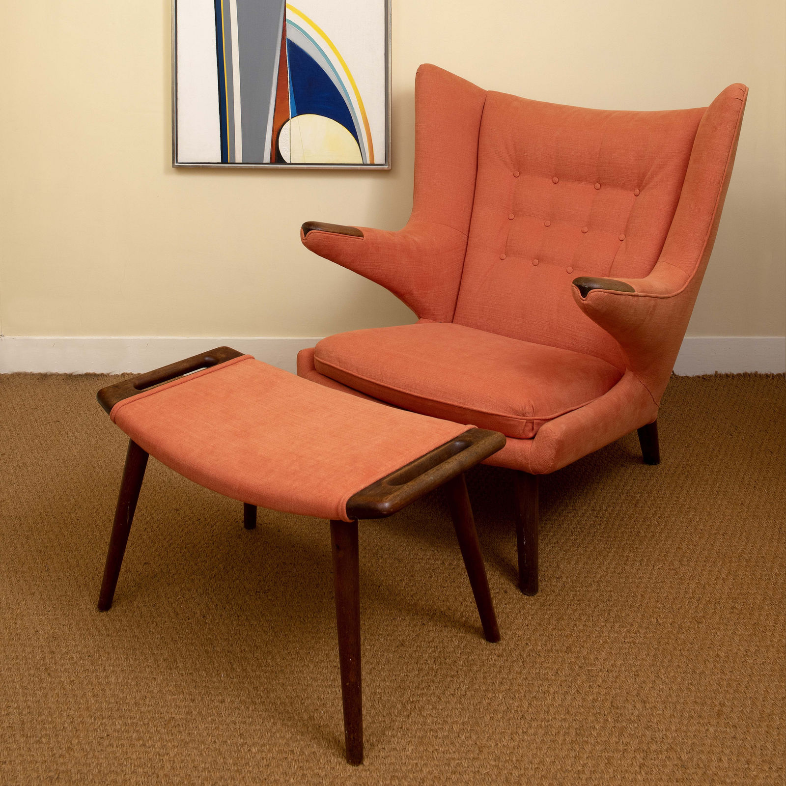 Hans Wegner, Papa Bear Chair, model AP19, and Ottoman, model AP29, 1950s