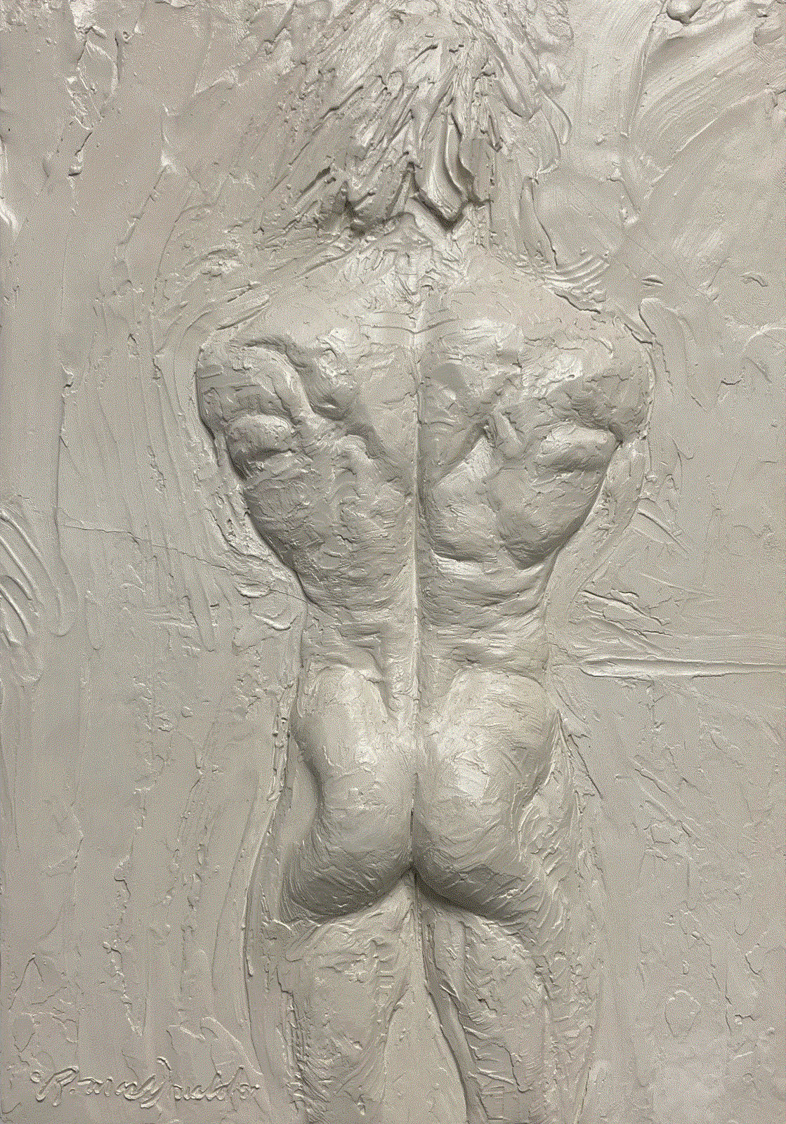 Richard MacDonald, Male Nude Athlete, Bas Relief II, Plaster, 1997