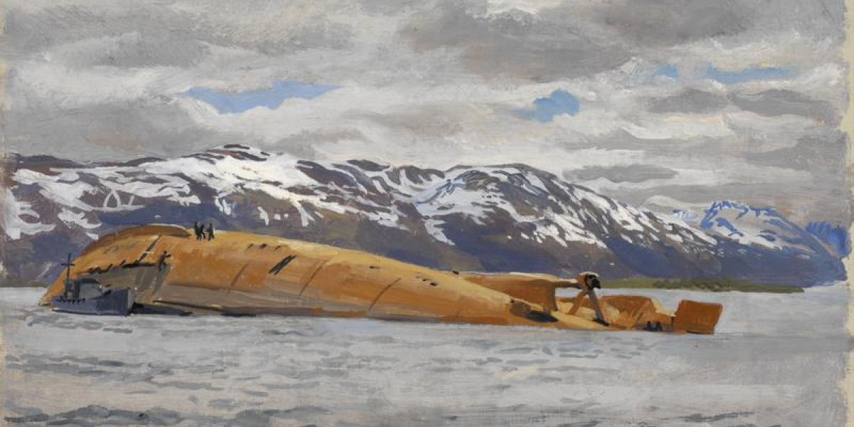 Stephen Bone, 'The Wreck of the Tirpitz, June 1945' © IWM Art.IWM ART LD 5441