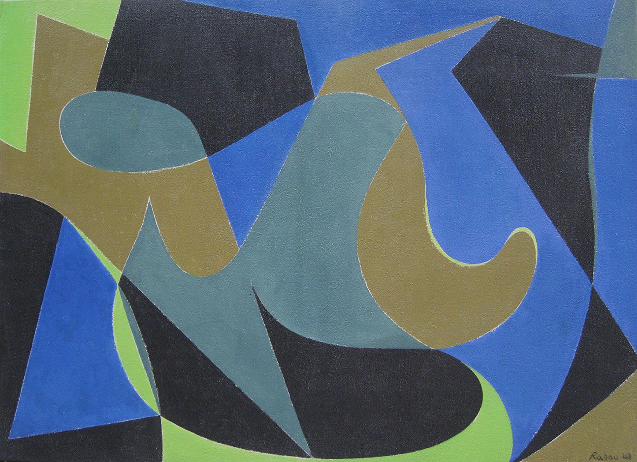 Othello Radou, Composition en Bleu et Vert, 1948