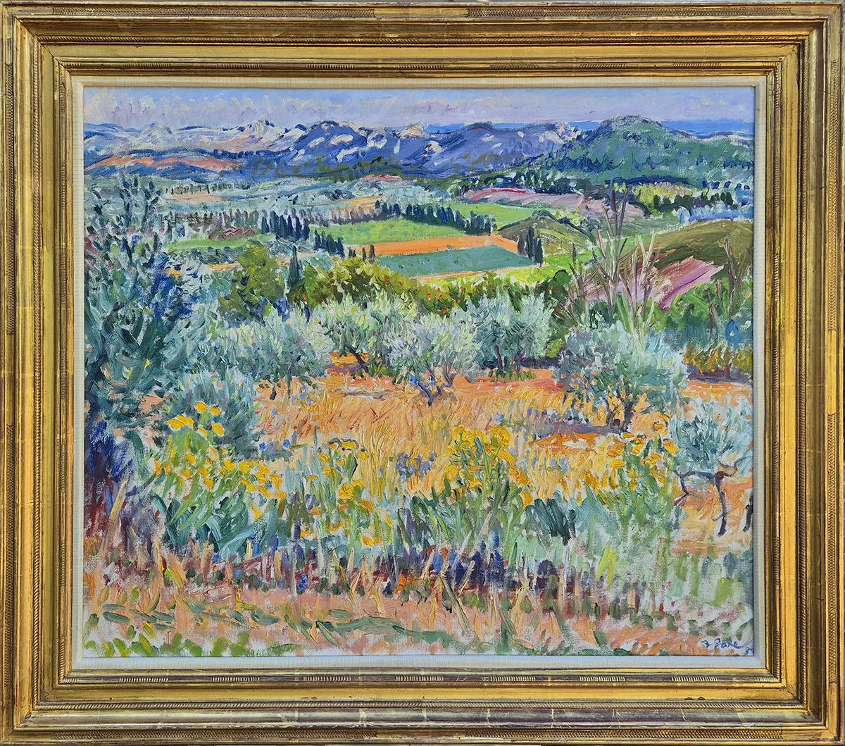 Frederick Gore CBE RA, Olive trees, Les Baux, 1982