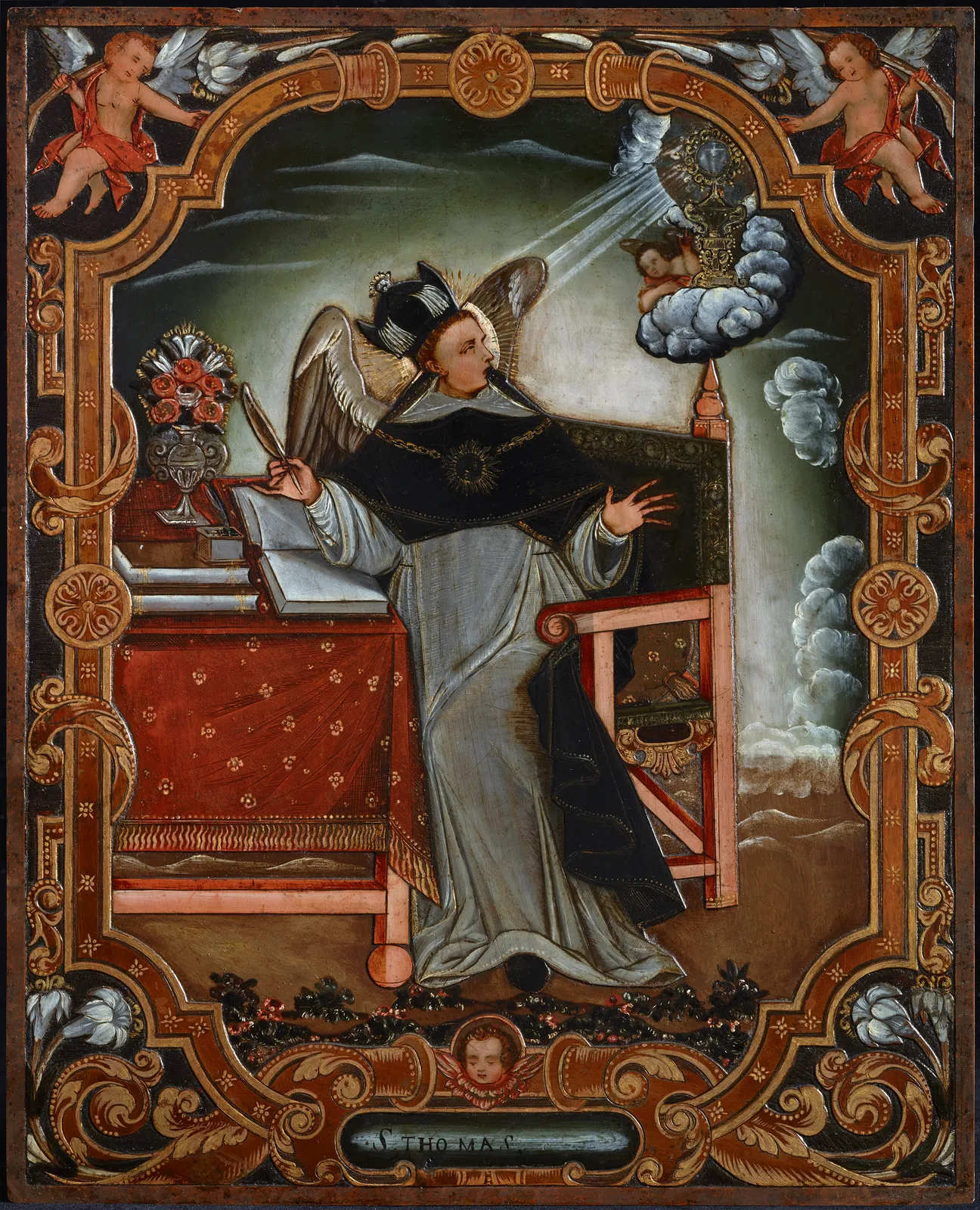 SAINT AUGUSTINE OF HIPPO AND SAINT THOMAS AQUINAS, Unidentified artist, Lake Titicaca workshop, Bolivia, 1730