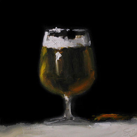 Glass of beer giclée print by artist Stephen Charlton