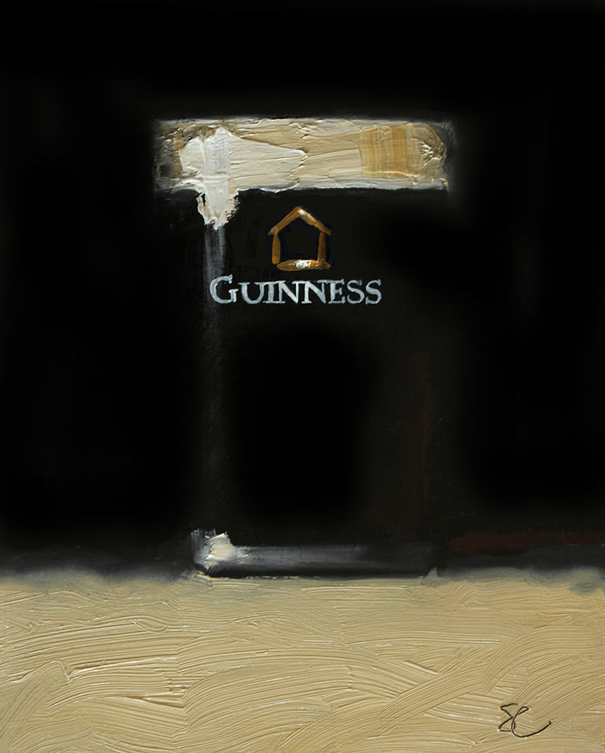 Glass of stout giclée print by artist Stephen Charlton