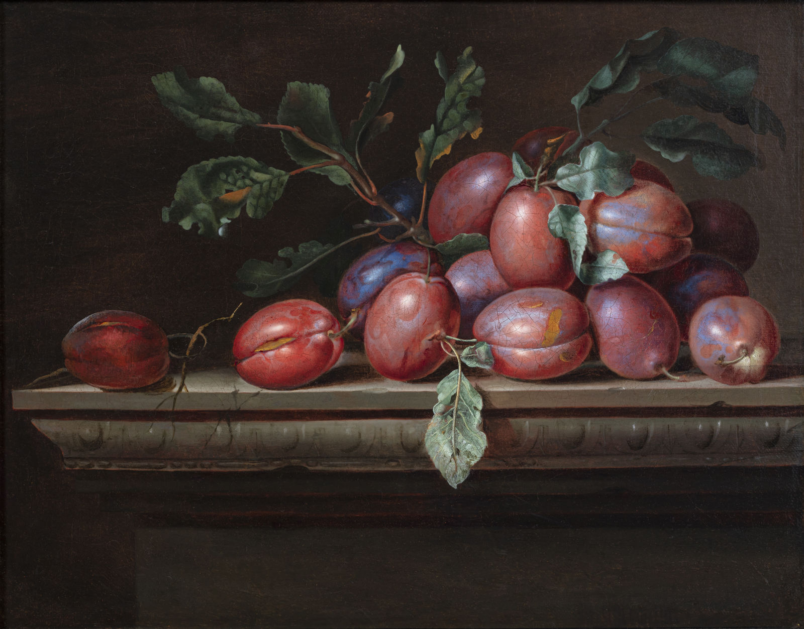 Abraham De LUST (?-1659), Nature morte aux prunes , 17 ème