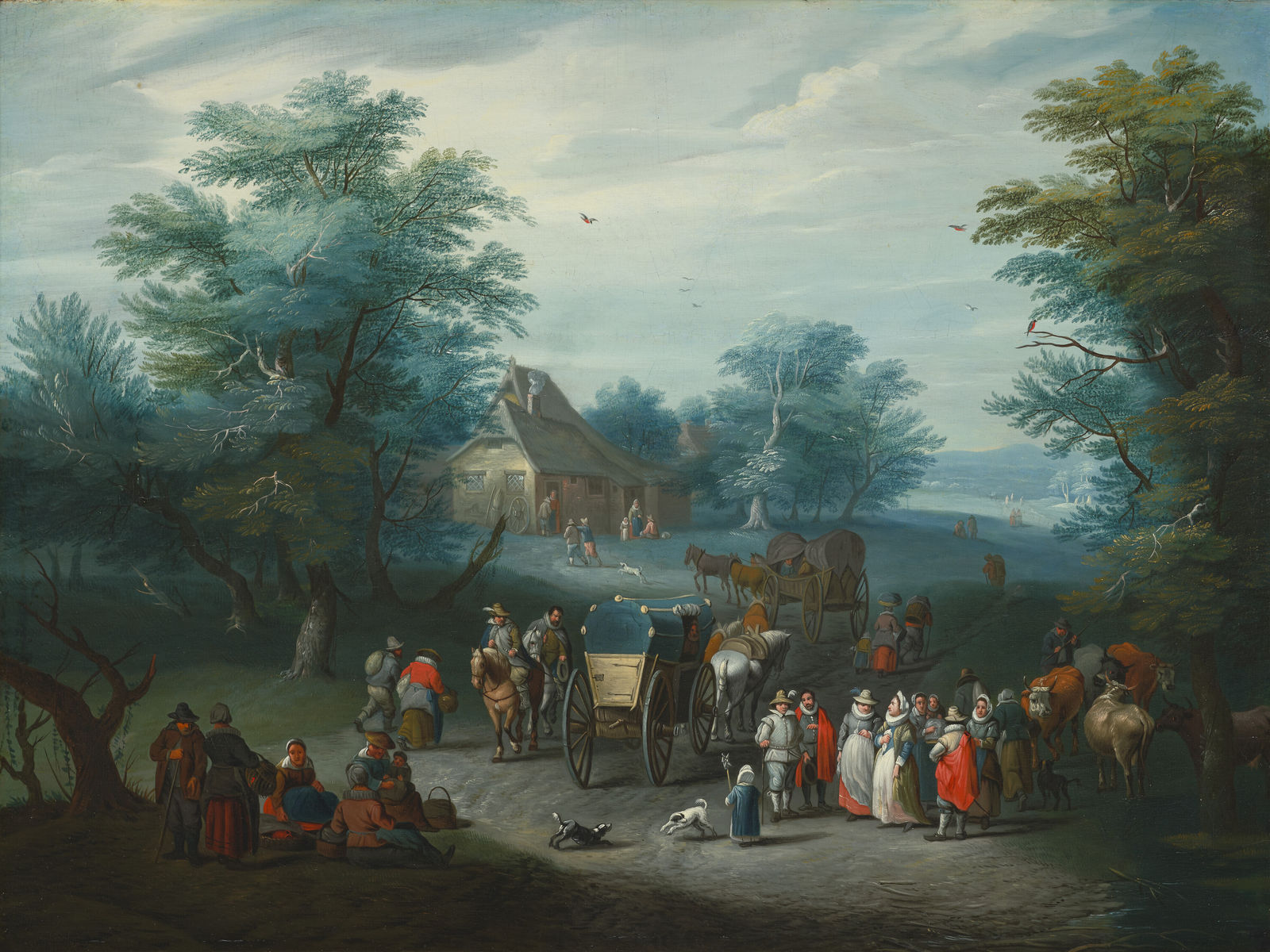 Karel BESCHEY attribué (1706-1770), Le départ au marché, 17 ème