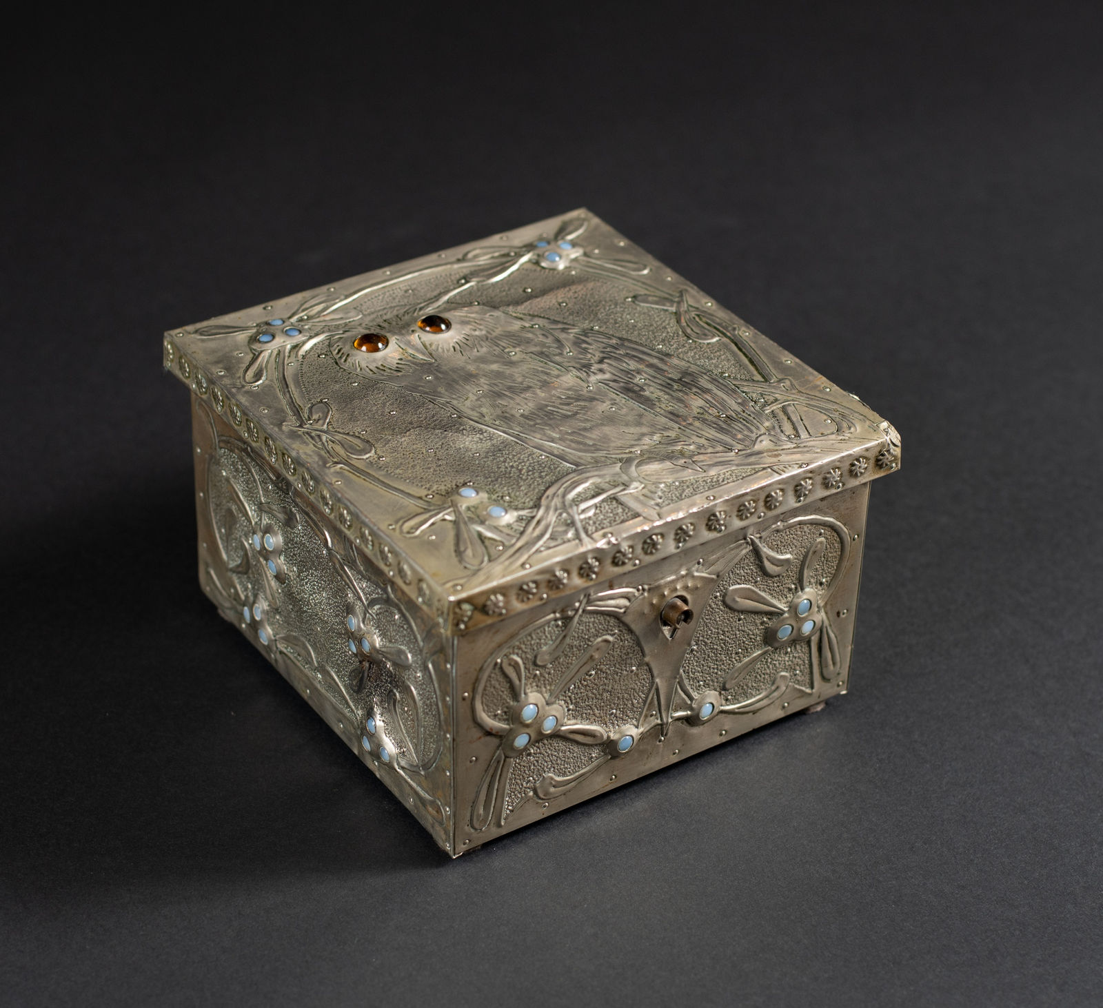 Alfred Daguet, Silver Owl Box,  c. 1900