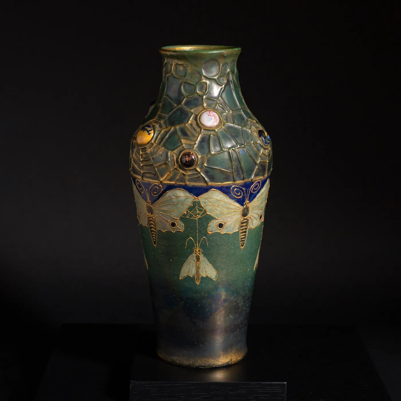 Amphora, Gres Bijou Series Butterflies & Spiderwebs Vase,  1904-1906