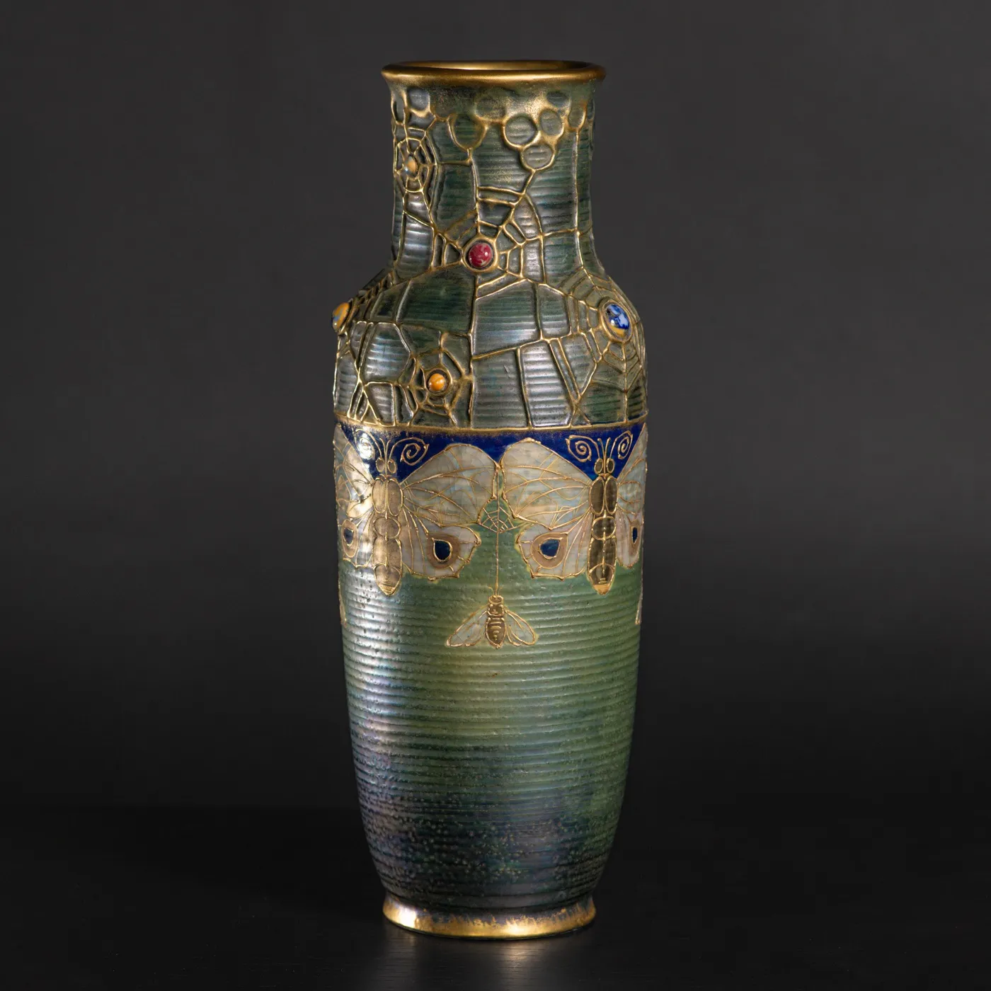 Amphora, Gres Bijou Series Butterflies & Spiderwebs Semiramis Vase,  1904-1906