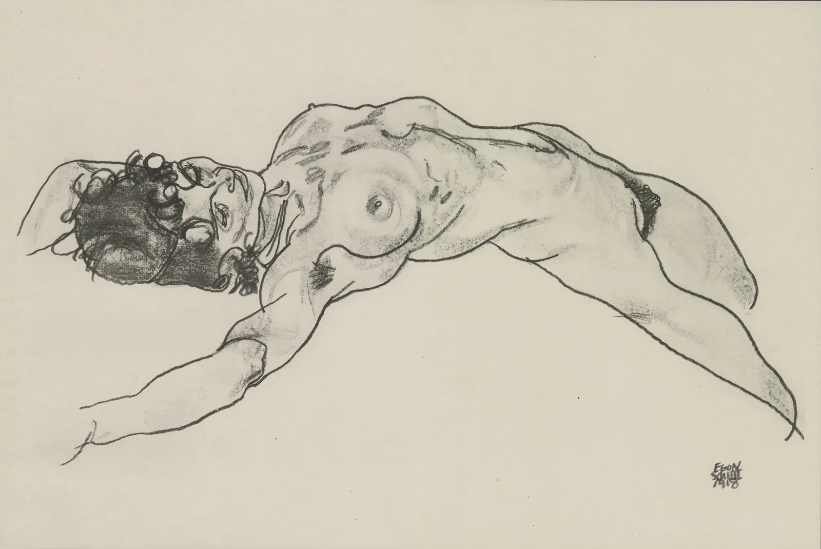 Egon Schiele, Reclining Female Nude.,  1920