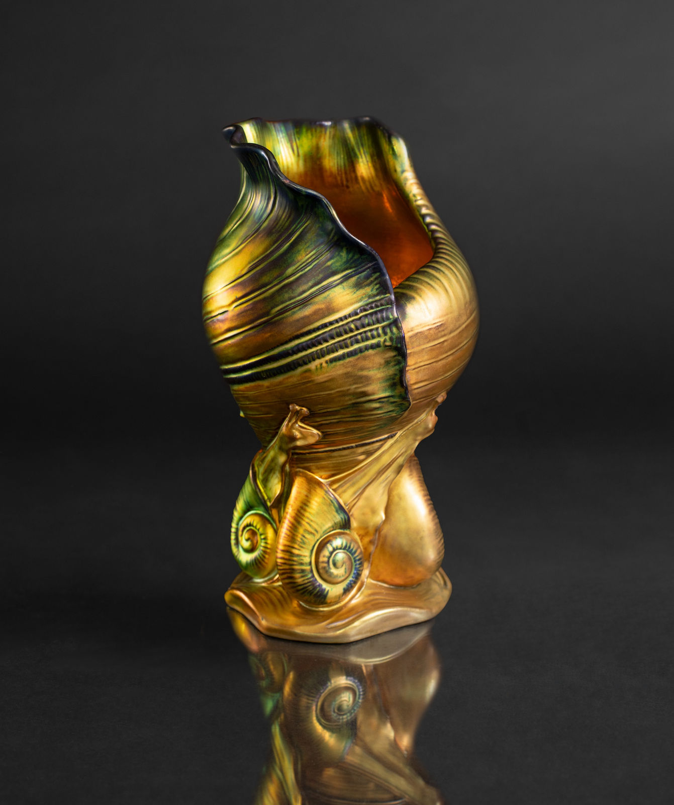 Zsolnay Pecs, Shell and Snails Vase,  1900-1902