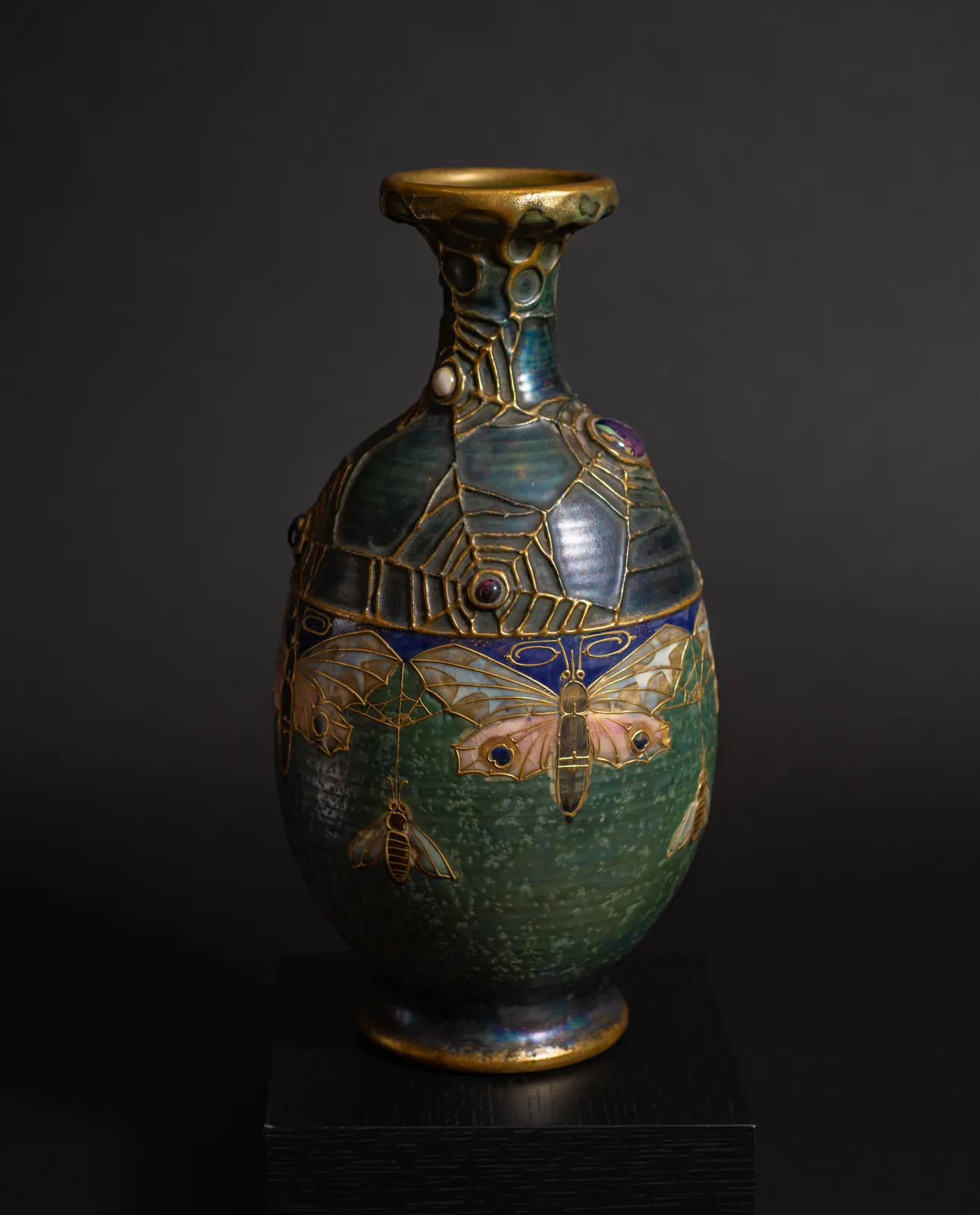 Amphora, Gres Bijou Series Butterflies & Spiderwebs Semiramis Vase,  1904-1906