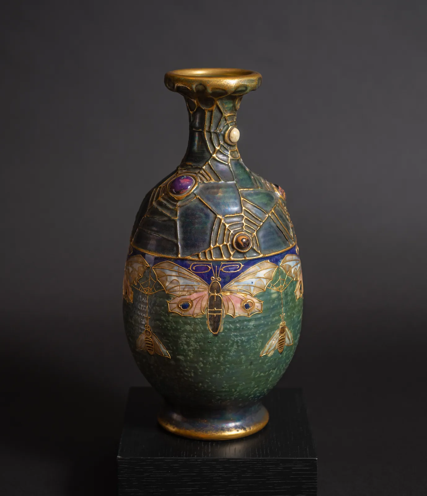 Amphora, Gres Bijou Series Butterflies & Spiderwebs Semiramis Vase,  1904-1906