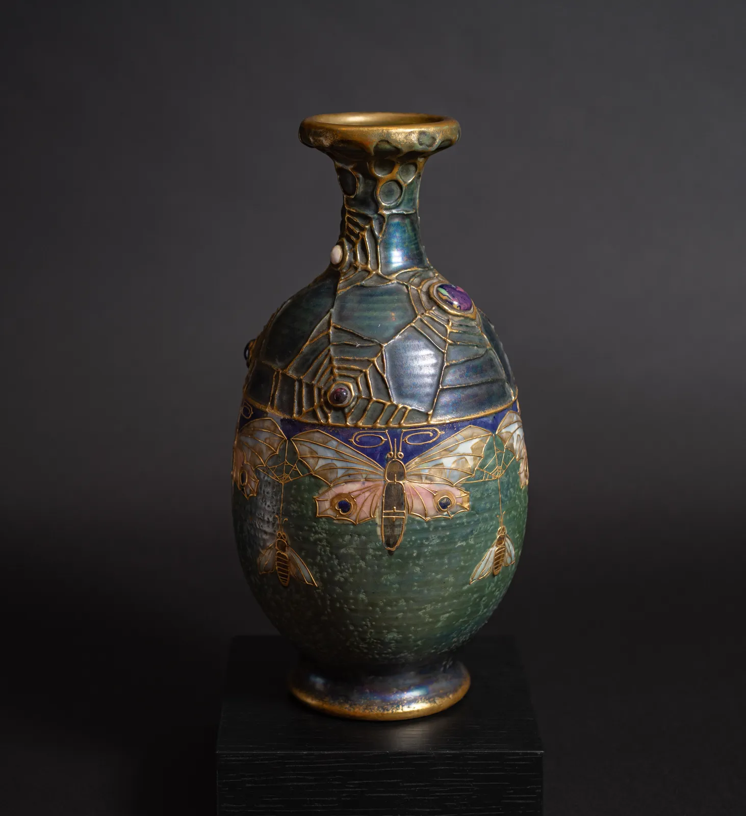 Amphora, Gres Bijou Series Butterflies & Spiderwebs Semiramis Vase,  1904-1906