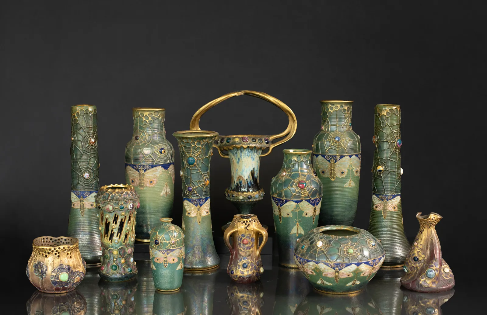 Amphora, Gres Bijou Series Lightning Bolt Vase,  1901-1902