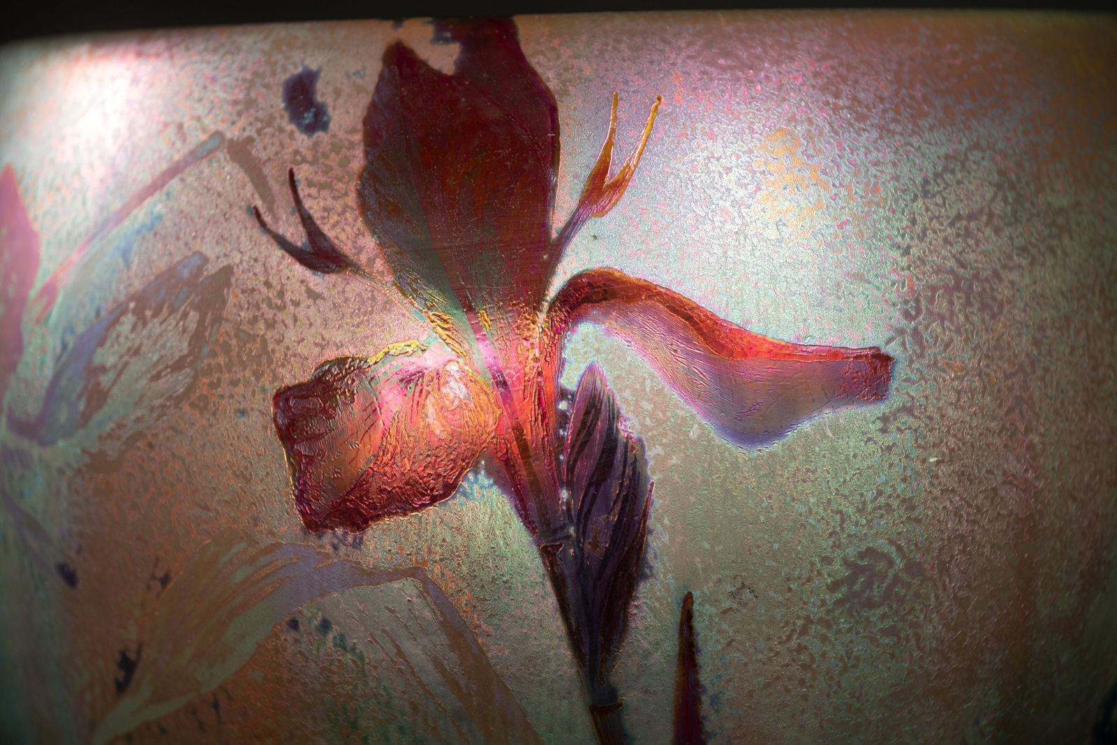 Massier, Red Iris Cachepot,  c. 1900