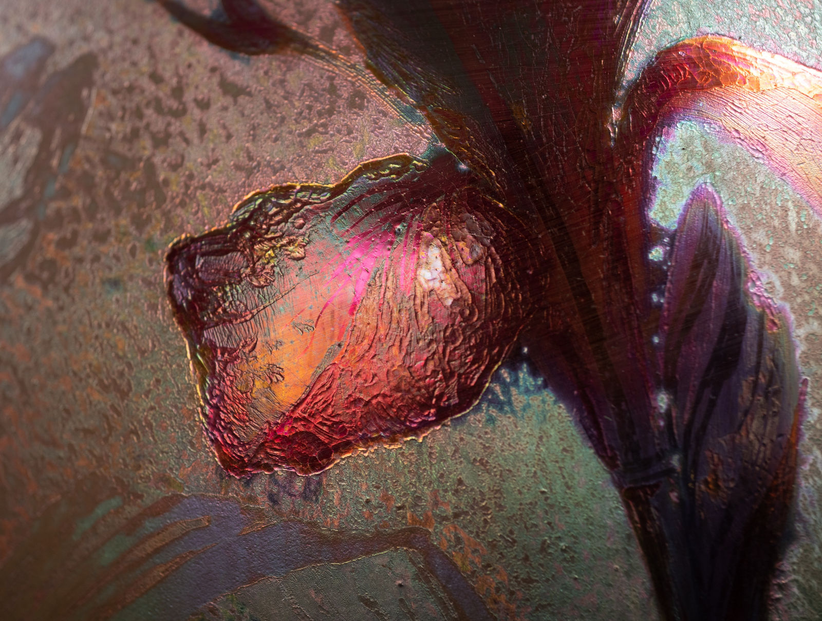 Massier, Red Iris Cachepot,  c. 1900