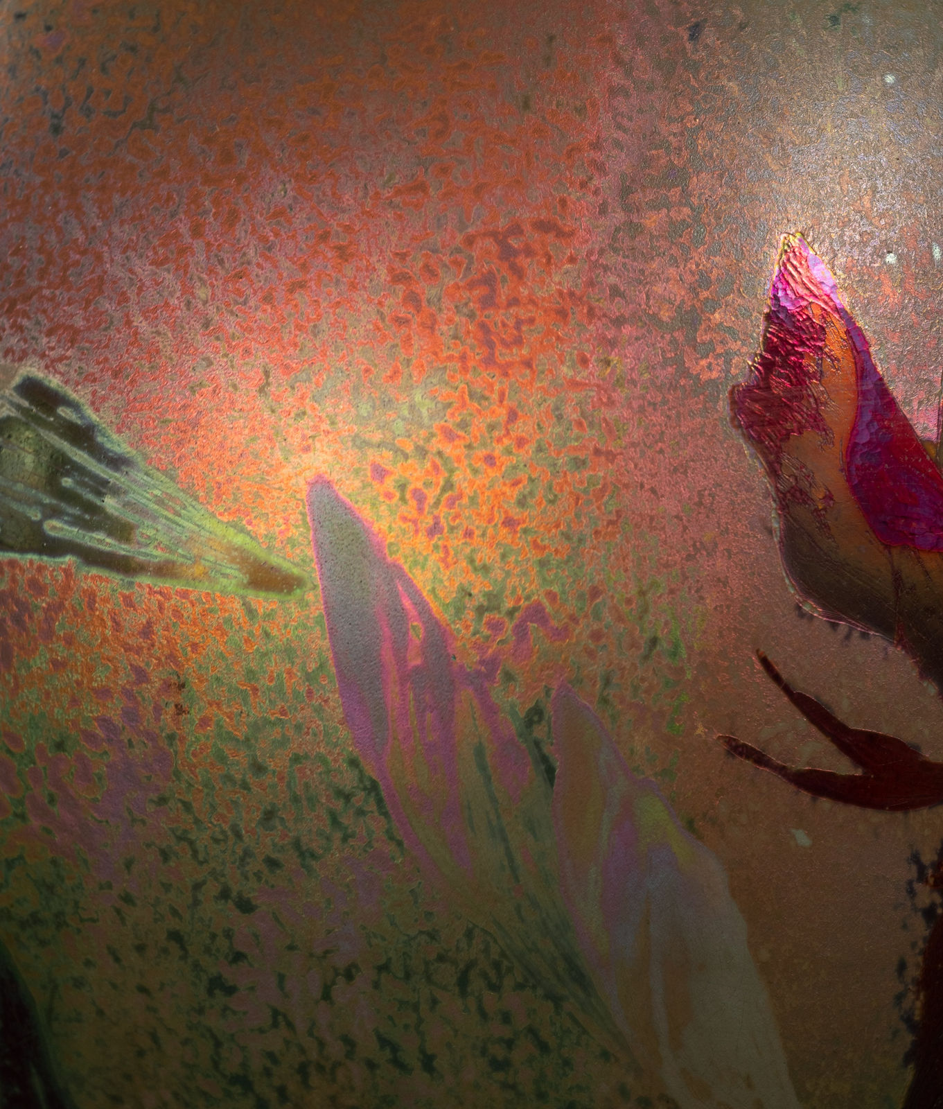 Massier, Red Iris Cachepot,  c. 1900