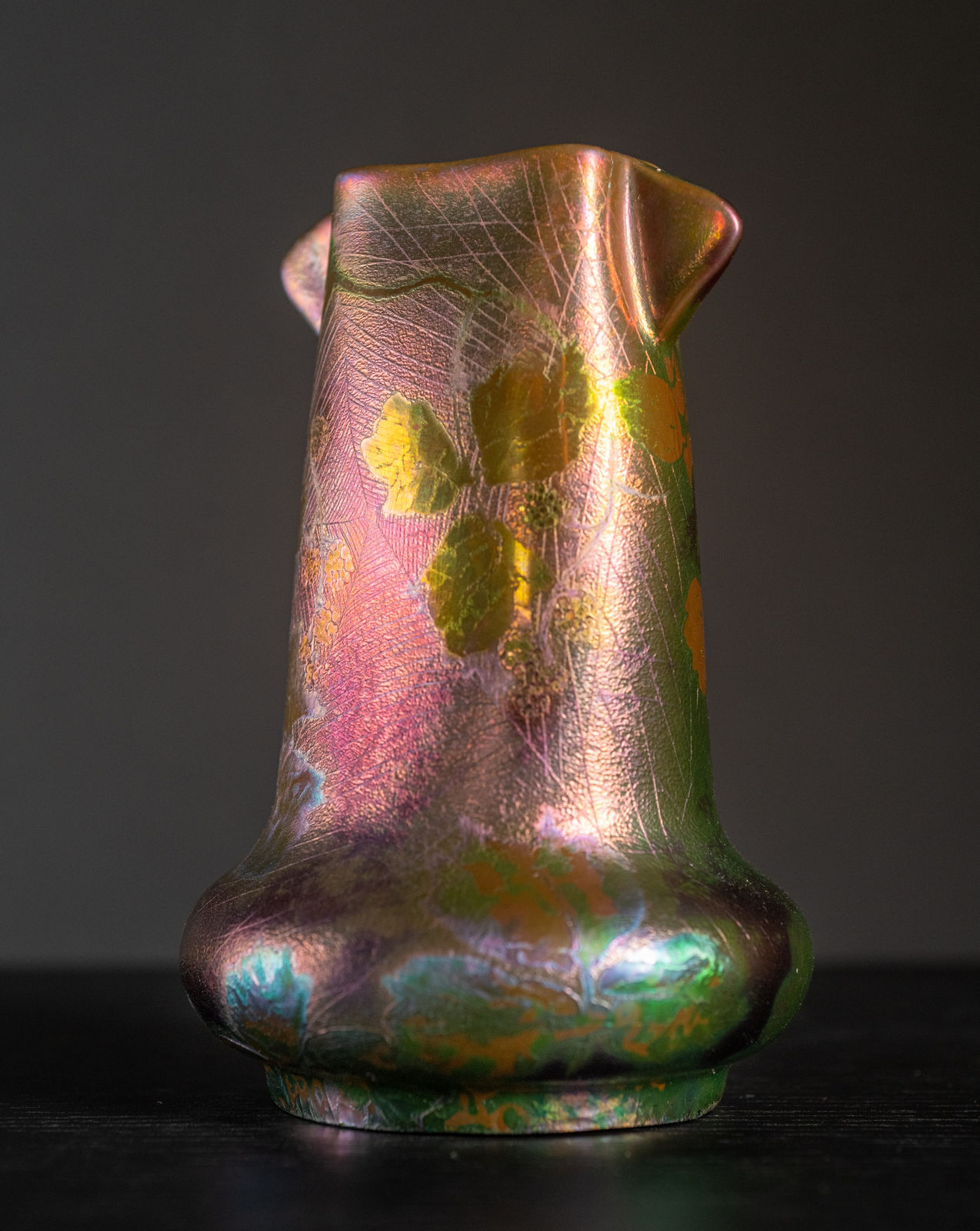 Massier, Spiderwebs & Berries Cabinet Vase,  c. 1900