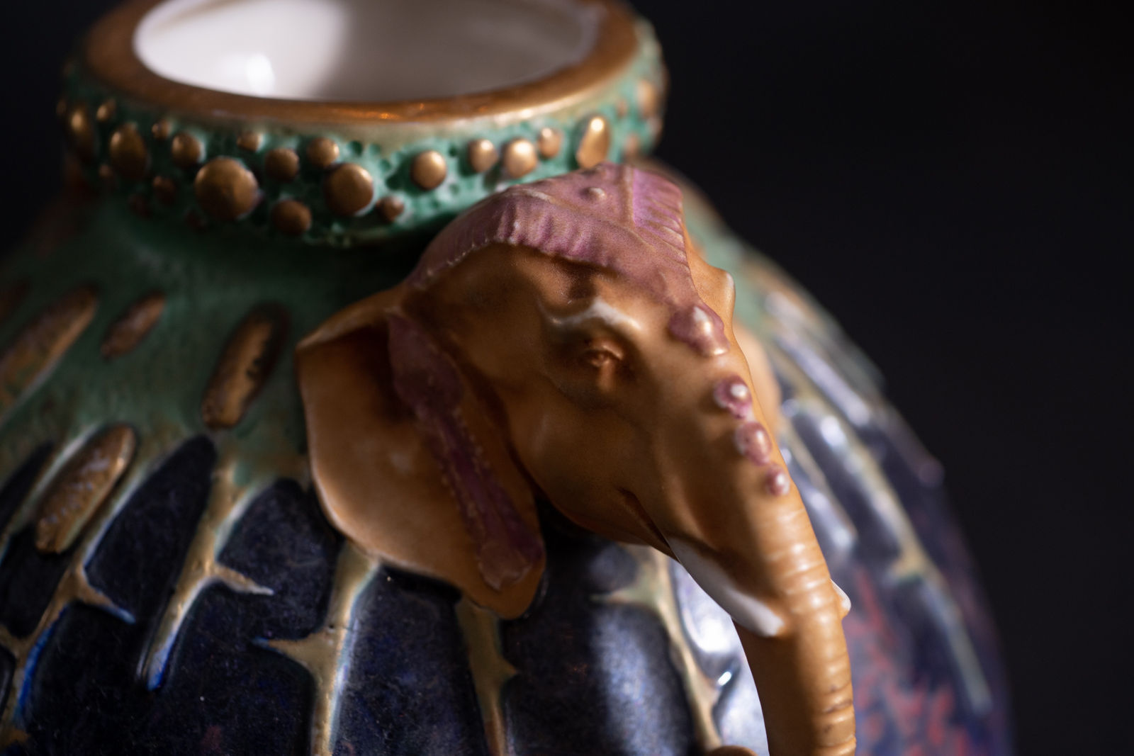 Amphora, Ornate Elephant-Handled Vase,  c. 1910