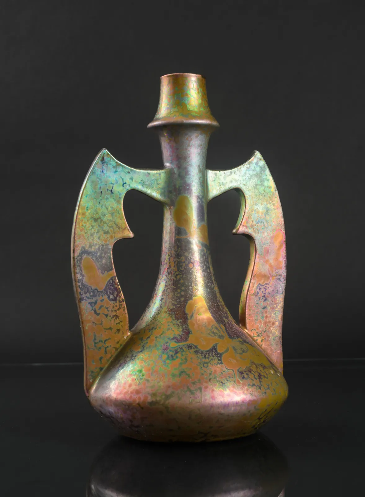 Massier, Two-Handled Butterfly Vase,  c. 1900