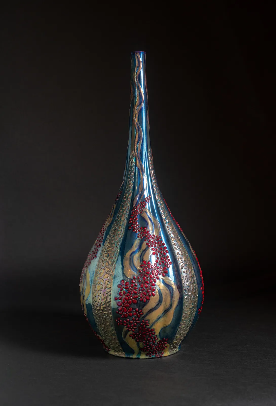 Zsolnay Pecs, Floral Ether Vase,  1899