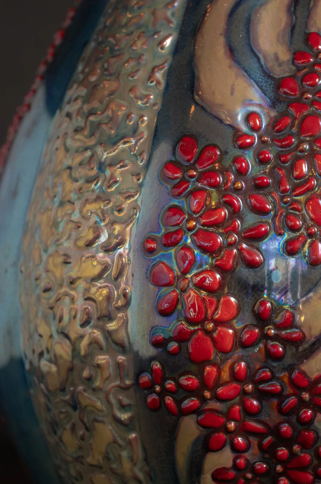 Zsolnay Pecs, Floral Ether Vase,  1899