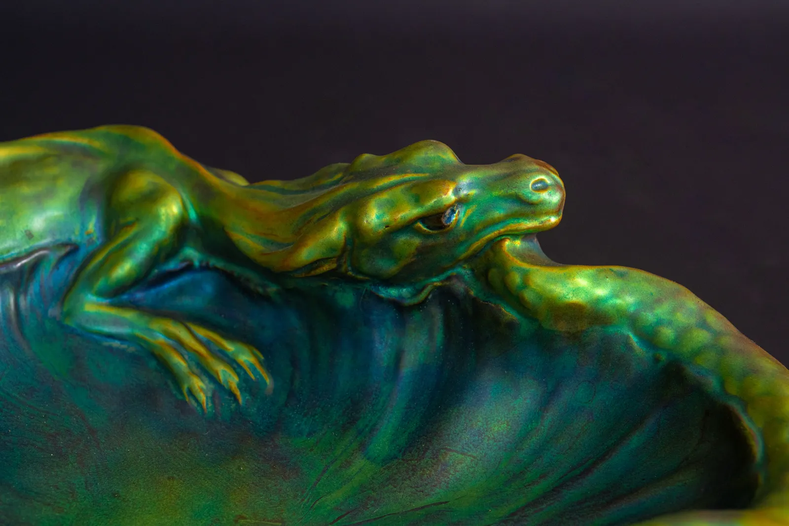 Zsolnay Pecs, Double Dragon Centerpiece,  1899-1900