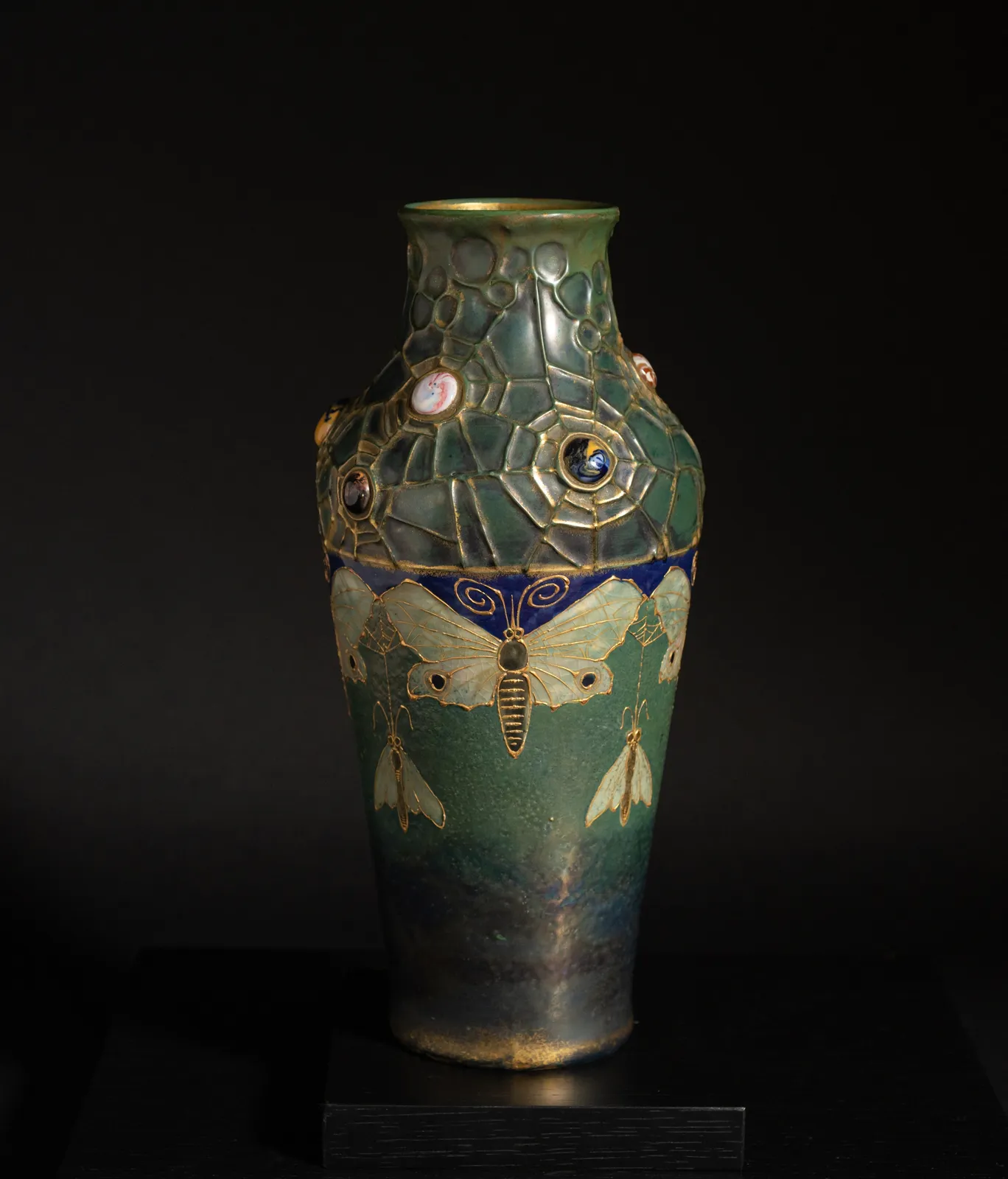 Amphora, Gres Bijou Series Butterflies & Spiderwebs Vase,  1904-1906