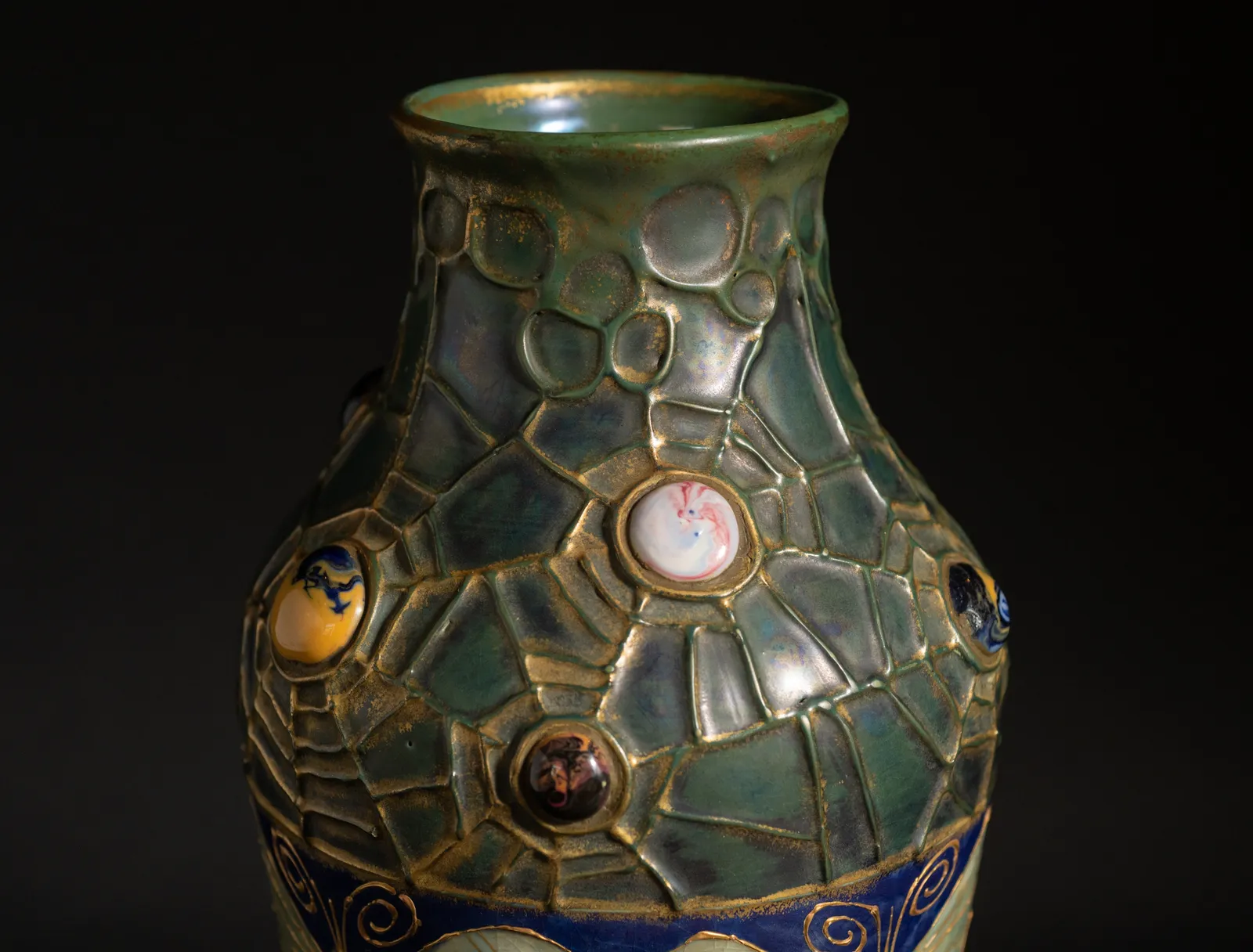 Amphora, Gres Bijou Series Butterflies & Spiderwebs Vase,  1904-1906