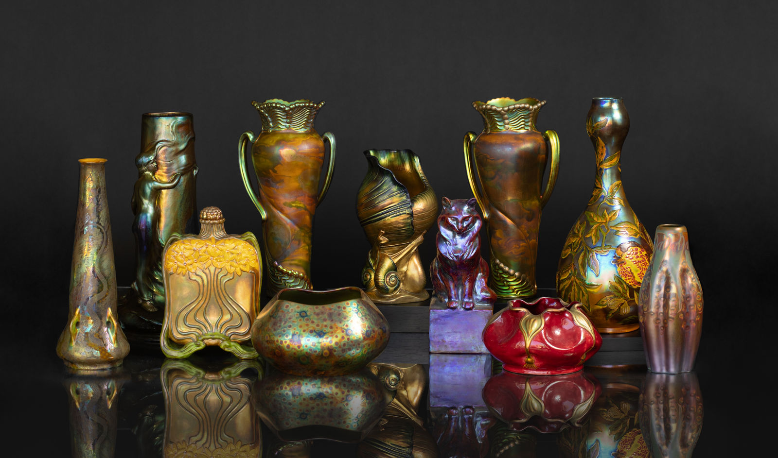 Zsolnay Pecs, Vase with Crocus,  c. 1904