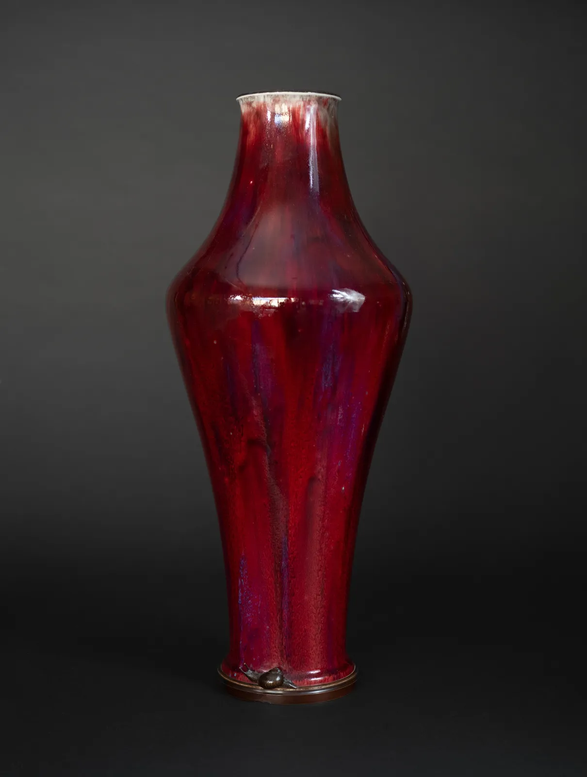 The Manufacture nationale de Sèvres, Oxblood Vase with Bronze Snail Mount, 1898