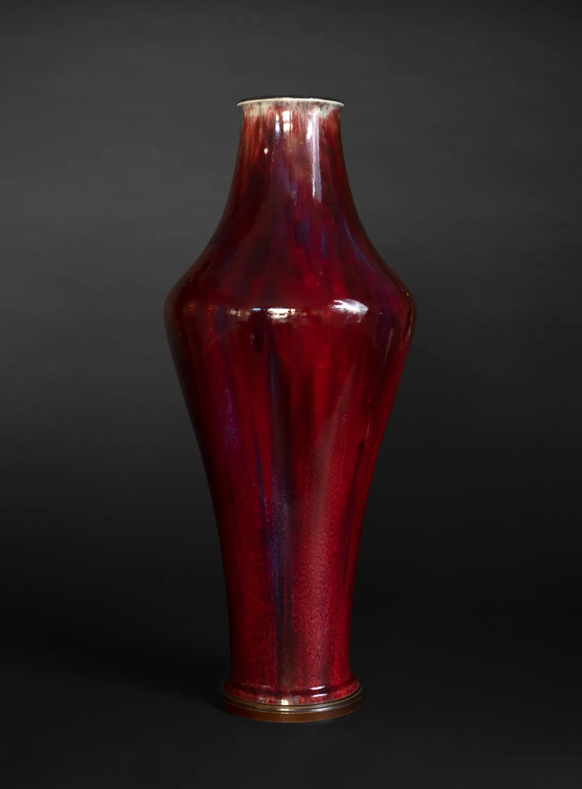 The Manufacture nationale de Sèvres, Oxblood Vase with Bronze Snail Mount, 1898