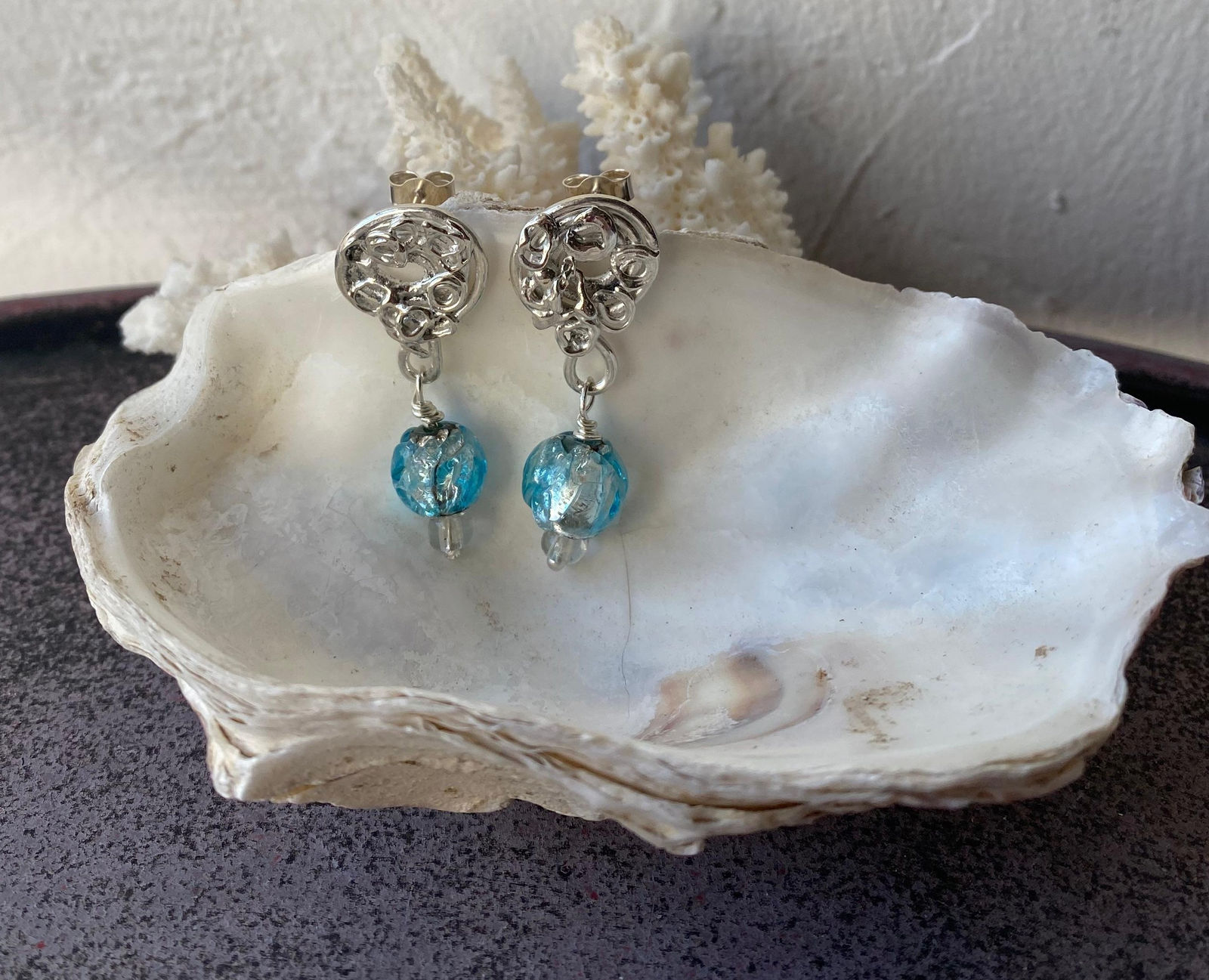 Anne Emerson, Fused and forged sterling silver spiral earrings