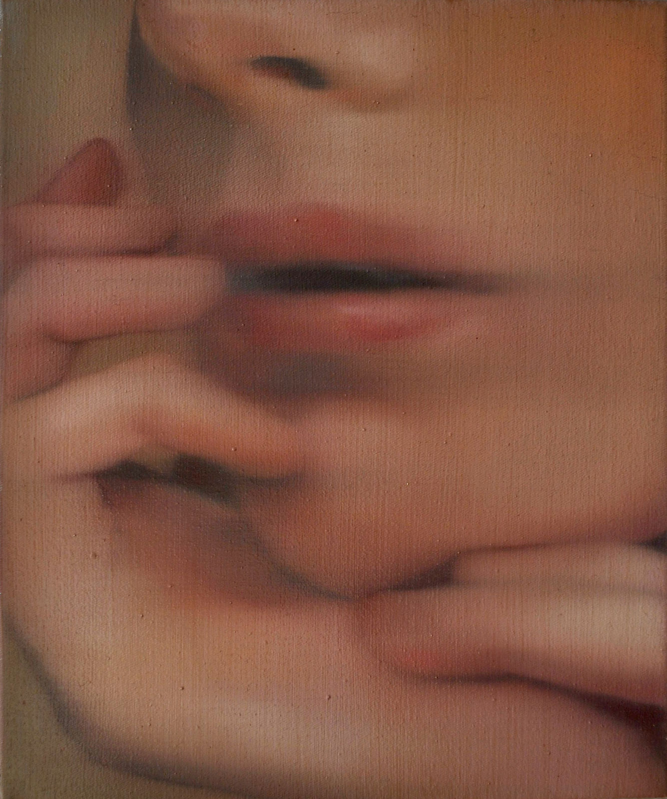 Essence, 2023, Oil, pigment and spray on canvas, 25 x 32 cm