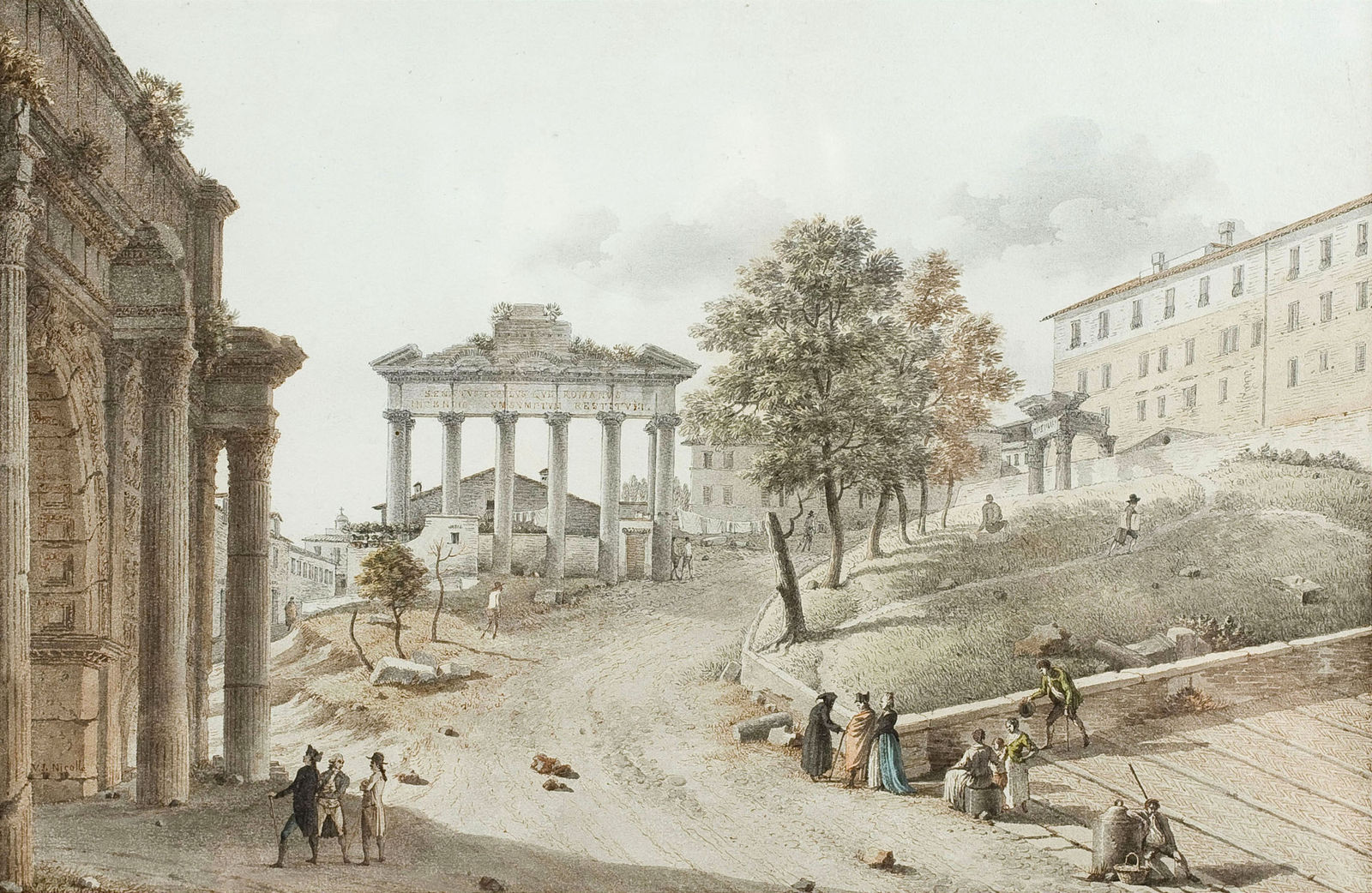 Victor-Jean NICOLLE, Le Forum avec l'arc de triomphe de Septime Sévère