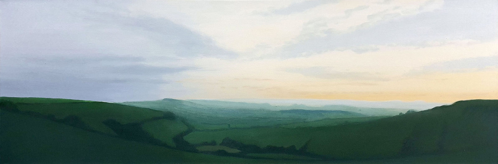 Kit Glaisyer, Gentle blue evening on Eggardon Hill 120x40cm
