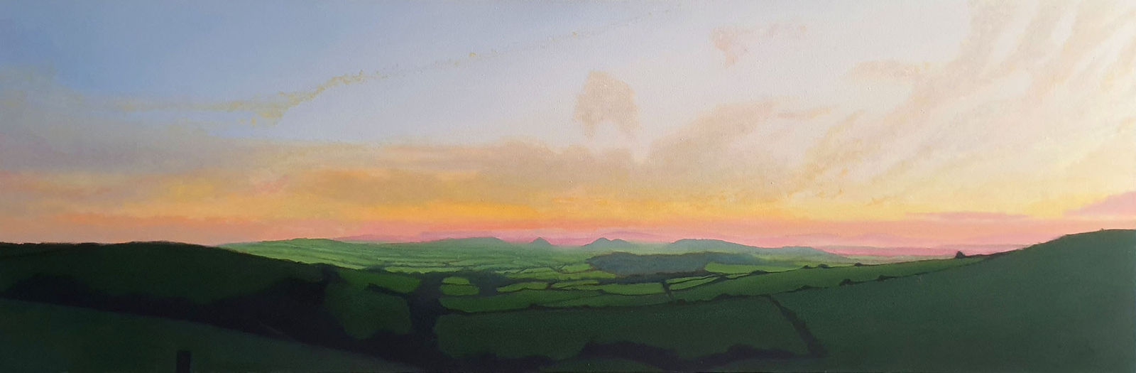 Kit Glaisyer, A gentle evening view from Eggardon Hill 180x60cm