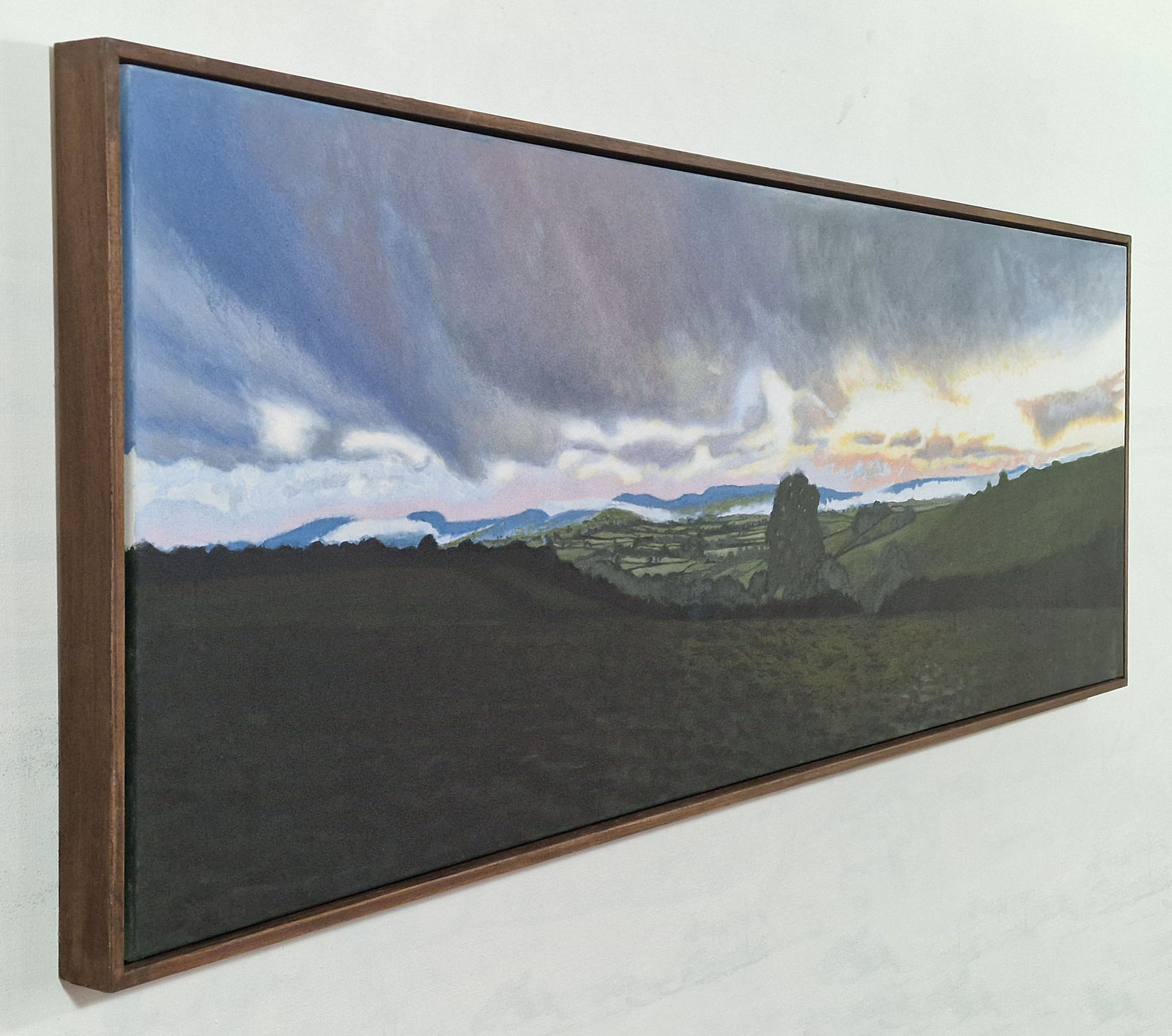 Kit Glaisyer, Clouds hug the hills over North Bowood 180x60cm