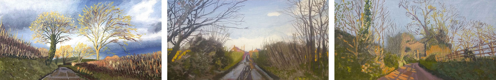 Kit Glaisyer, Three West Dorset Lanes, each 60x30